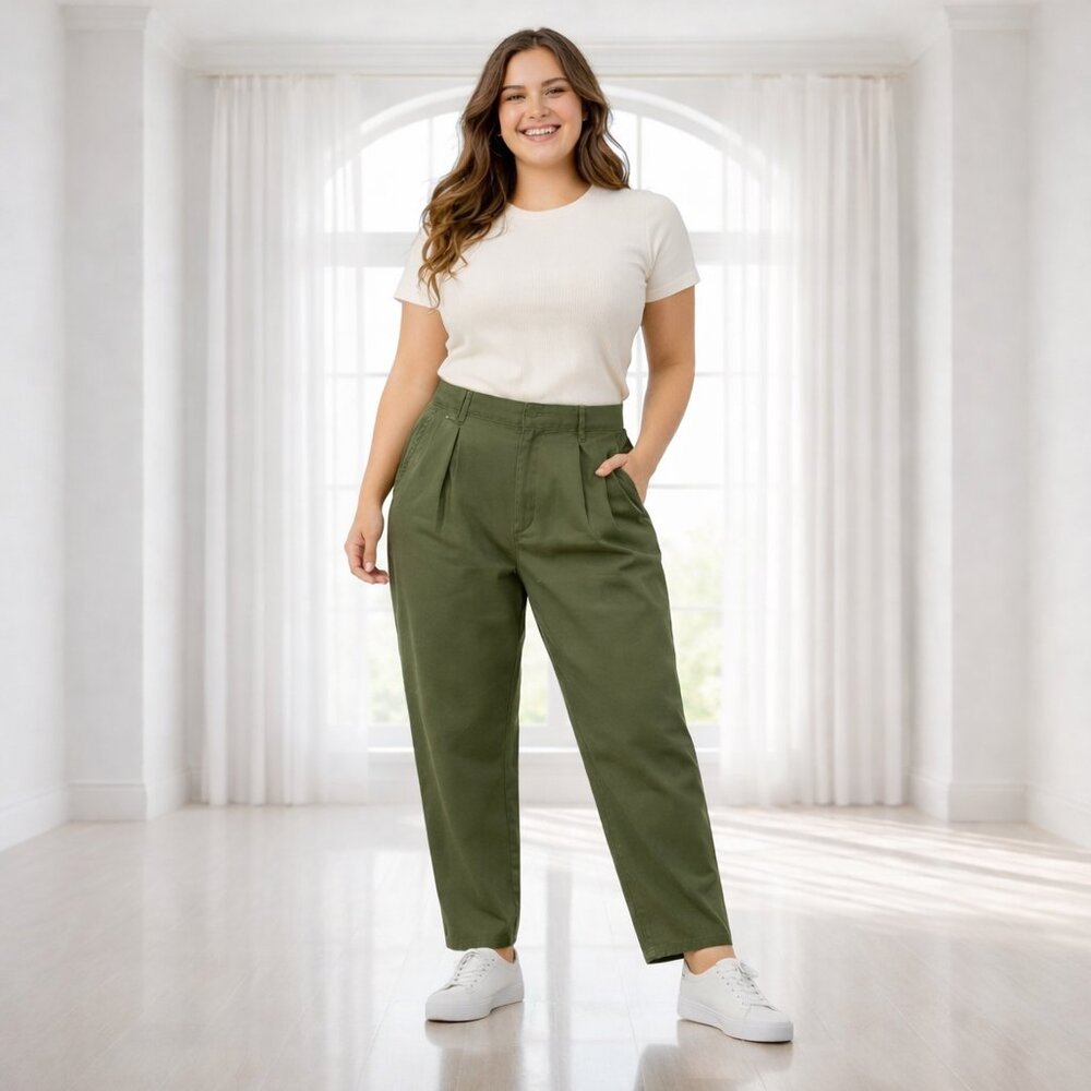 GAP Women's Army Green Trousers - High Rise - Size 18 - NWT Stretch Cotton Pants
